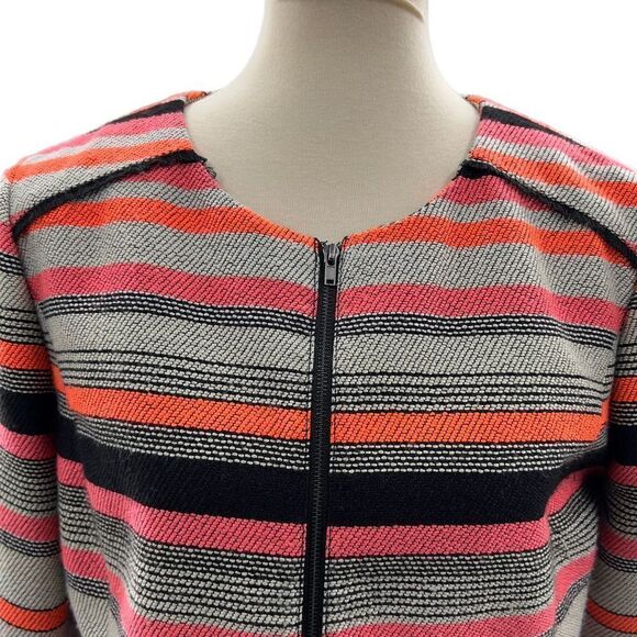Halogen Petite Women's L Striped Cropped Blazer Jacket Multicolor - Picture 5 of 8